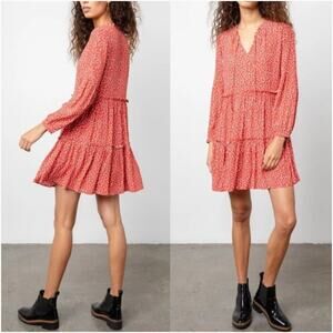 Rails Everly Tiered Mini Dress in Red Carmine Daisy
